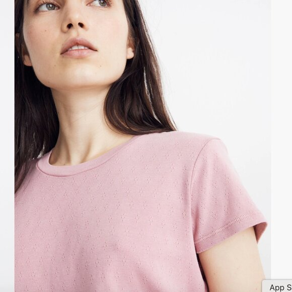 Madewell Rivet & Thread Pointelle Vintage Shrunken Tee in Pink - XXS - Picture 6 of 7